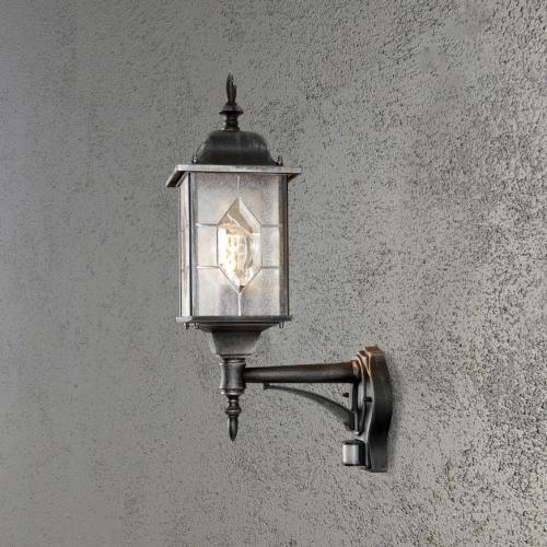 Milano Væglampe PIR E27 230-240V IP43 Sort Konstsmide