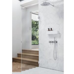 Contura Shower, Showerama Art Shower Wall With Hinges, 70cm, Matt Black