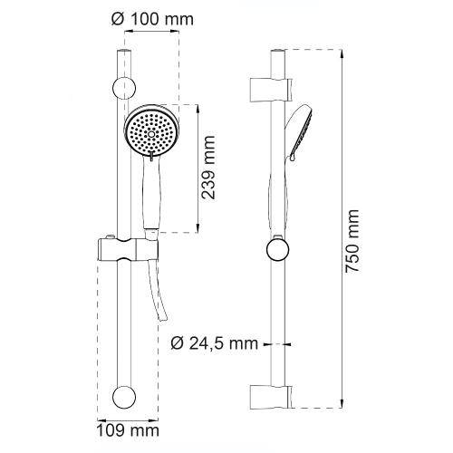 Duschset 3-Spray Dahlia Krom, Habo 30016