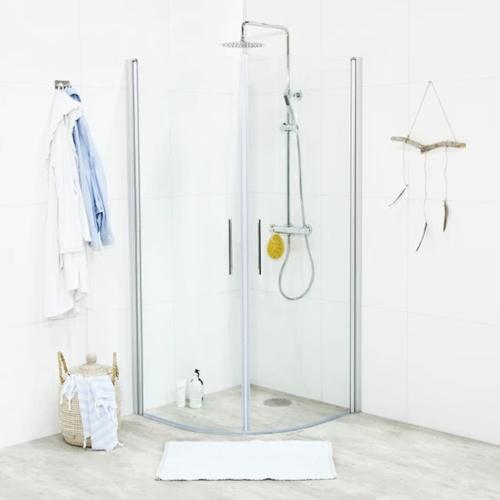 Dusch Fix 90x90x195cm Silvermatt Transparent Noro