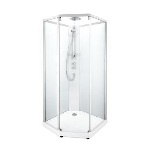 Contura Shower, Showerama Comfort Pentagonal Shower Cabin, 80x90x215cm, White, Matt Glass