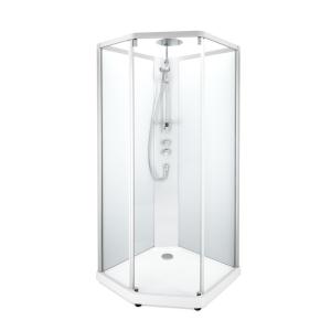 Contura Shower, Showerama Comfort Pentagonal Brusekabine, 90x90x215cm, Sølv, Mat Glas