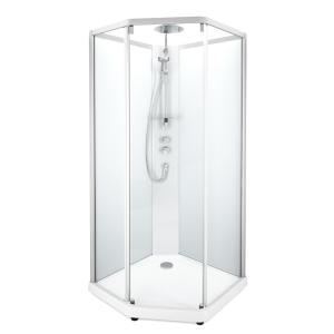 Contura Shower, Showerama Comfort Pentagonal Brusekabine, 100x100x215cm, Sølv, Mat Glas