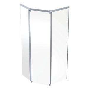 Contura Shower, Showerama Femkantig, Frontglas, 90x80cm, Silver, Glas Transparent