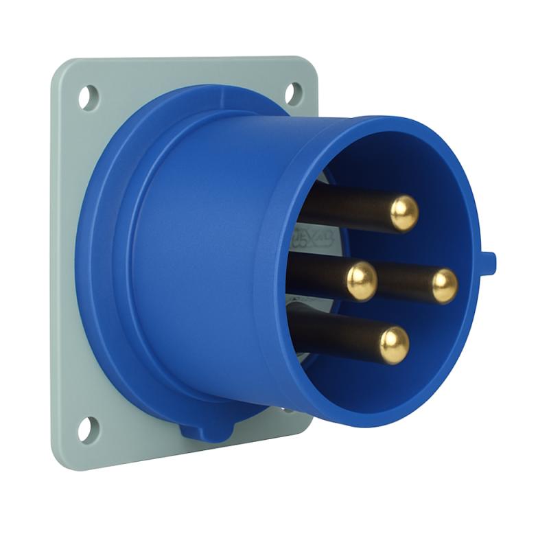 Amphenol Vægstik 4 Poler 16A 200-250V IP67 Blå