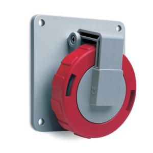 Amphenol Wall Socket 16A CEE 316-6 IP67 Panel Angled Red