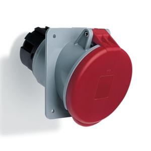 Amphenol Wall Socket 63A CEE 363-6 IP44 Panel Angled Red