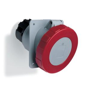 Amphenol Wall Socket 63A CEE 363-6 IP67 Panel Angled Red