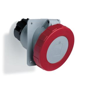 Amphenol Wall Socket 63A CEE 463-6 IP67 Panel Angled Red