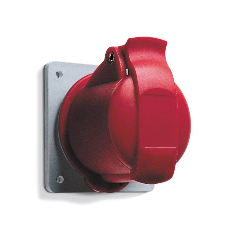 Amphenol Vægudtag 16A 4-Pol CEE 316-6 IP44 Panel Rød