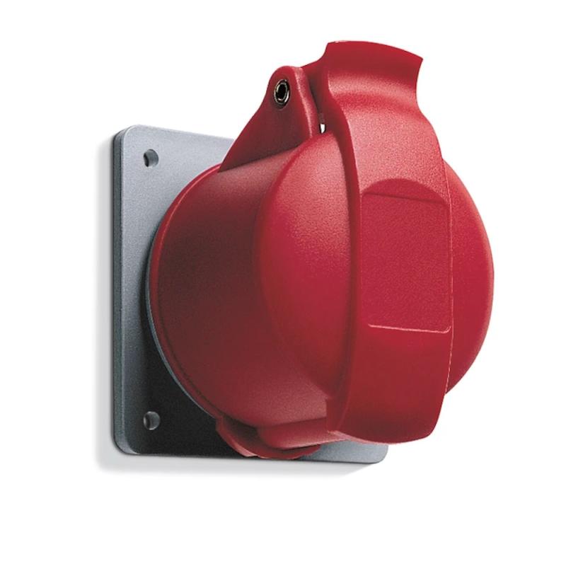 Amphenol Vægstikkontakt 16A 415V CEE 416-6 IP44 Panel Rød