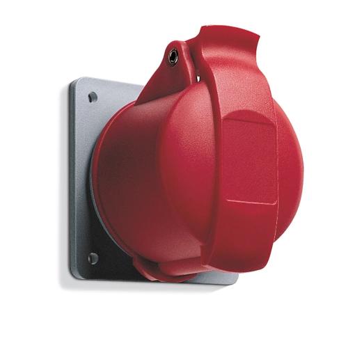Amphenol Vægstikkontakt 16A 415V CEE 416-6 IP44 Panel Rød