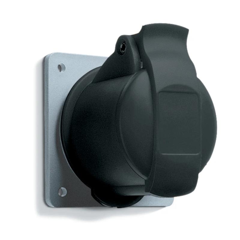 Amphenol Vægstik 32A CEE 332-7 IP44 Panel Lige Sort