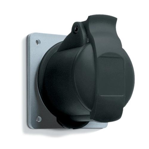 Amphenol Vægstik 32A CEE 332-7 IP44 Panel Lige Sort
