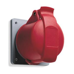 Amphenol Wall Socket 32A CEE 432-6 Panel Straight IP44 Red