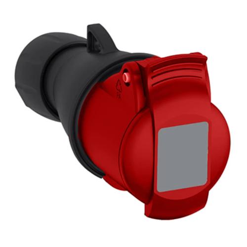 Amphenol Sokkel 32A 4-Polet IP44 Lige Rød