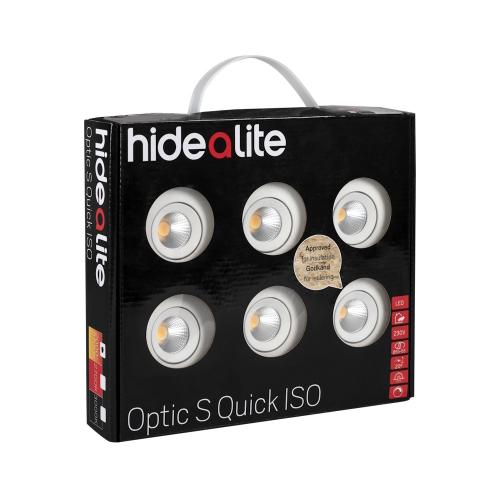 Downlight Optic S Quick ISO 4,5W 220-240V 2700K IP44 Hvid 6stk Hide-a-Lite