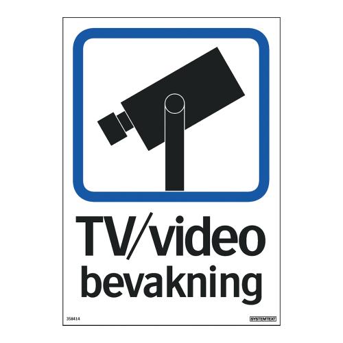 Skilt TV/Videoovervågning 210x297mm Aluminium Systemtext