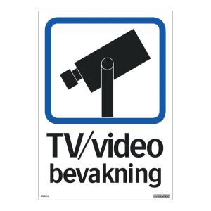 Skilt TV/Videoovervågning 210x297mm Aluminium Systemtext