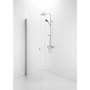 Contura Shower, Space Shower Door Bent, Knob, 80cm, Silver, Glass Transparent