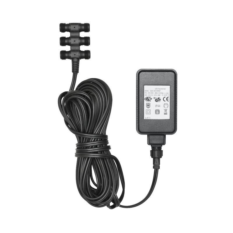 Startkabel Med Trafo Amalfi 6 Uttag 48W 12V IP44 Svart Konstsmide