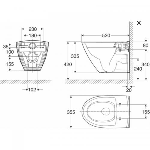 WC-Skål Spira Art Vägghängd 6245, Rimfree®
