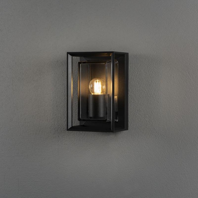 Brindisi Mini Væglampe E27 230-240V IP54 Sort Med Klart Glas Konstsmide