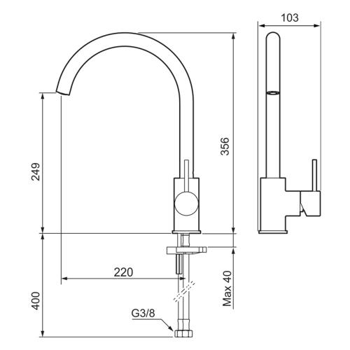 Mora INXX II Køkkenarmatur Blød C-Rør 3/8" Mat Hvid