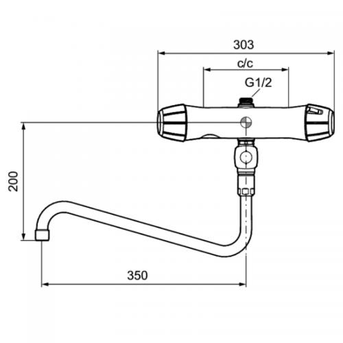Förspolningsblandare 9000 E 160 c/c, RH, fkr 82655004