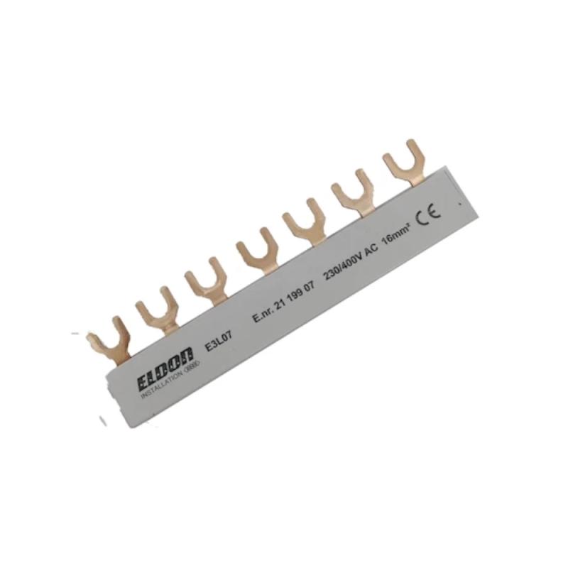 Faseskinne 3-Faset Gaffeltilslutning E3L 7-Modul 16mm² Eldon Installation