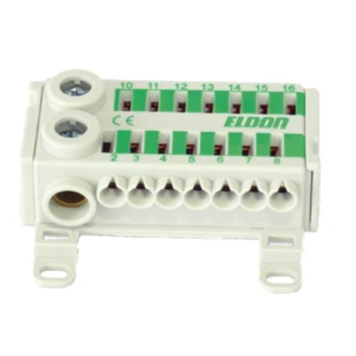 Hurtigklemmer 1 Blok PE 450VAC 76A IP20 Grøn Eldon Installation