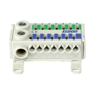 Quick Terminal Blocks 1 Block PE/N 450VAC 76A IP20 Green/Blue Eldon Installation