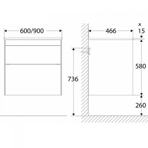Möbelpaket Sense SSMP 90 V2 Vitt Med Sense Tvättställ