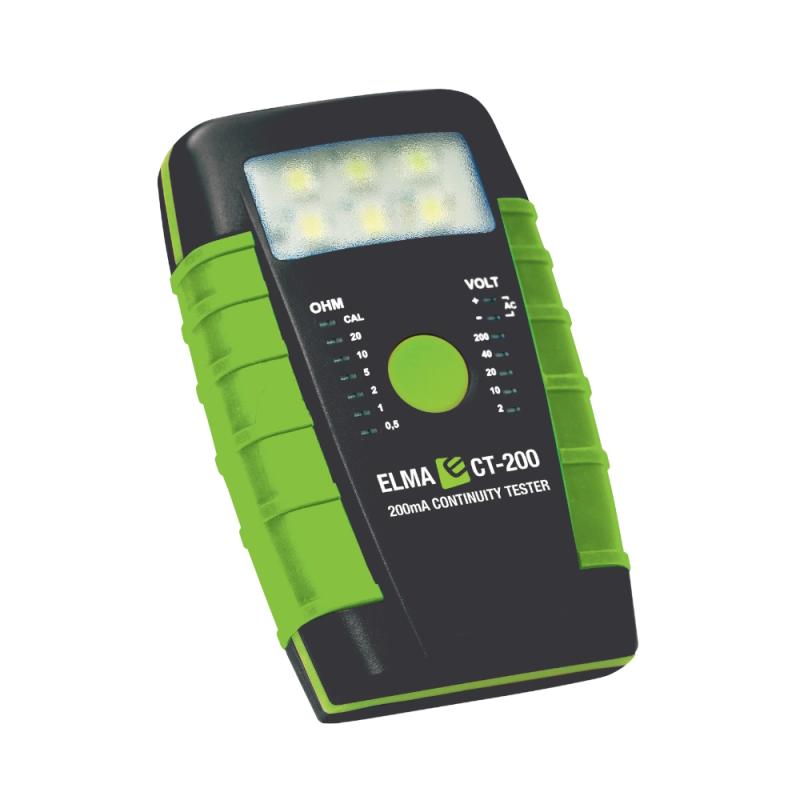 Kontinuitetstester Med Spændingstester Og Lommelygte CT-200 12V 200mA Elma