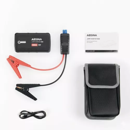 Jumpstarter Bilbatteri Startbooster A-1500 400A 12V 1500mAh 37Wh Absina