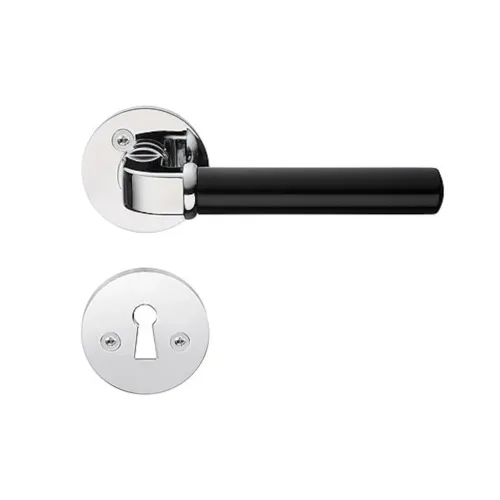 Indvendigt Dørhåndtag 125mm Poleret Krom Sort Beslagsboden B878BKN