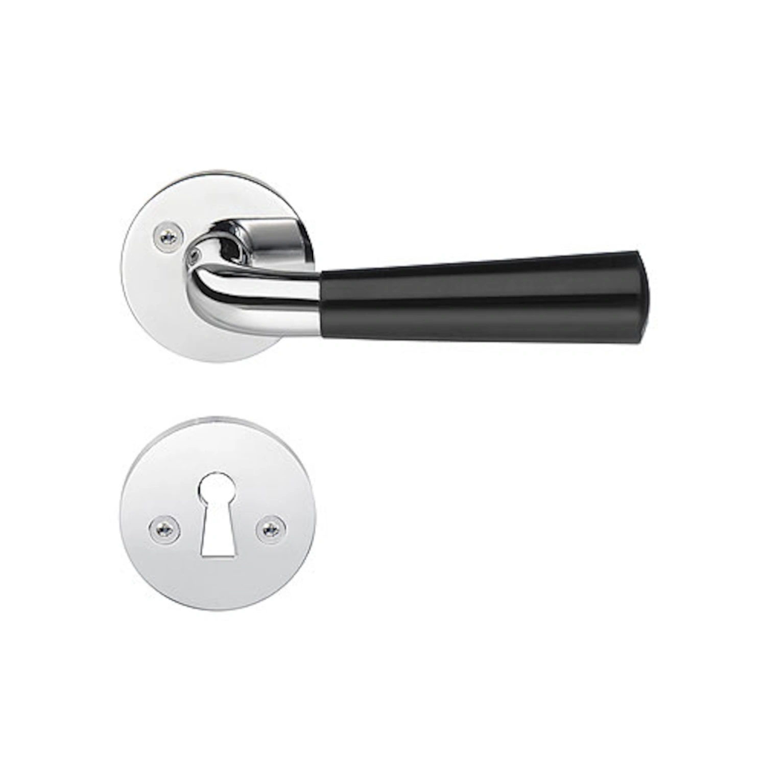 Indvendigt Dørhåndtag Design 117mm Poleret Krom Sort Beslagboden B875KN