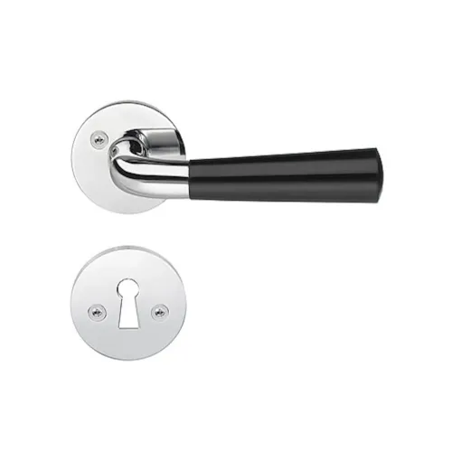 Indvendigt Dørhåndtag Design 117mm Poleret Krom Sort Beslagboden B875KN