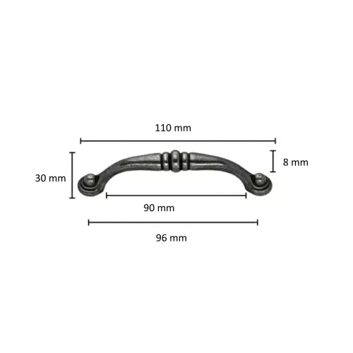Drawer Handle 96mm Antique Brass Beslagsboden B542