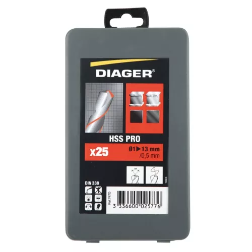 Spiralborrset Pro HSS 1-13mm 25 Delar Diager
