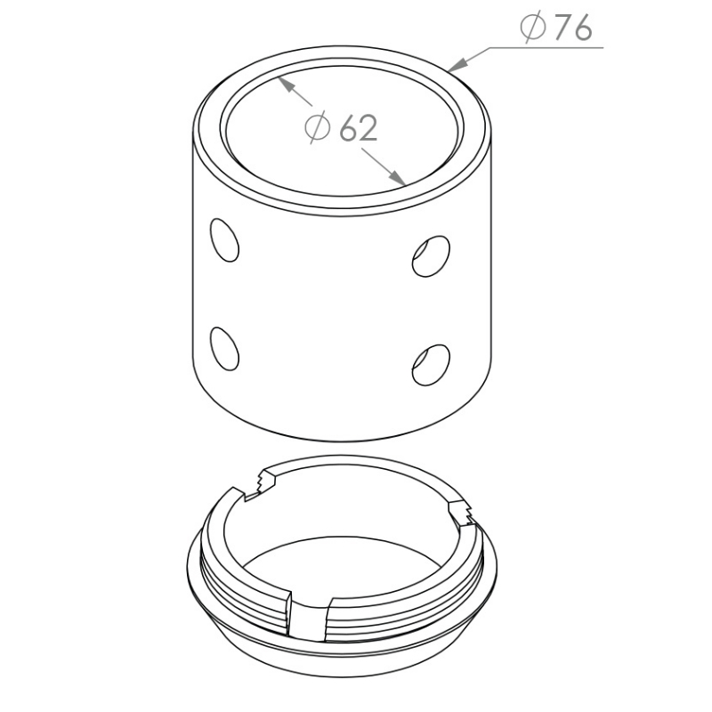 Adapter 60-76mm Aluminium