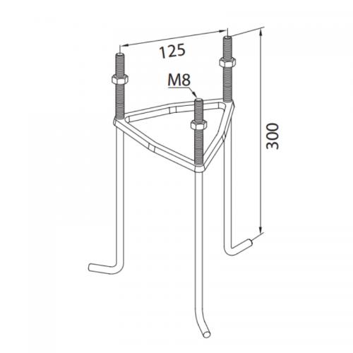 Cast-In Bracket, M8, Norlys 1230