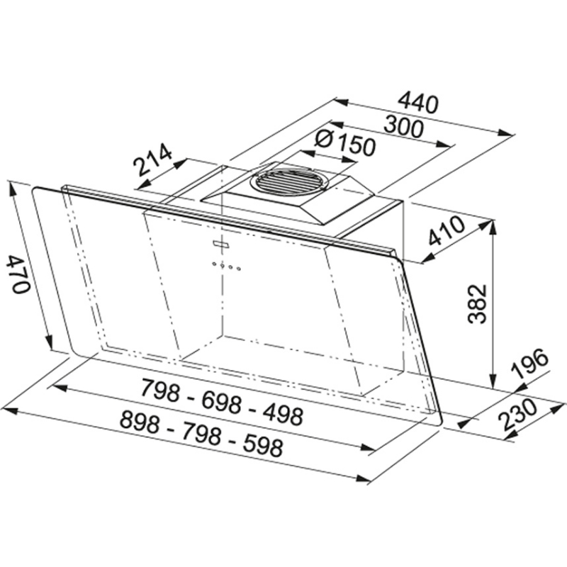 Kolfilterfläkt Smart 60 cm Franke Svart