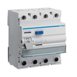 Restströmsbrytare 3Poler+N A-Typ 25A 230-400V 300mA IP20 Hager