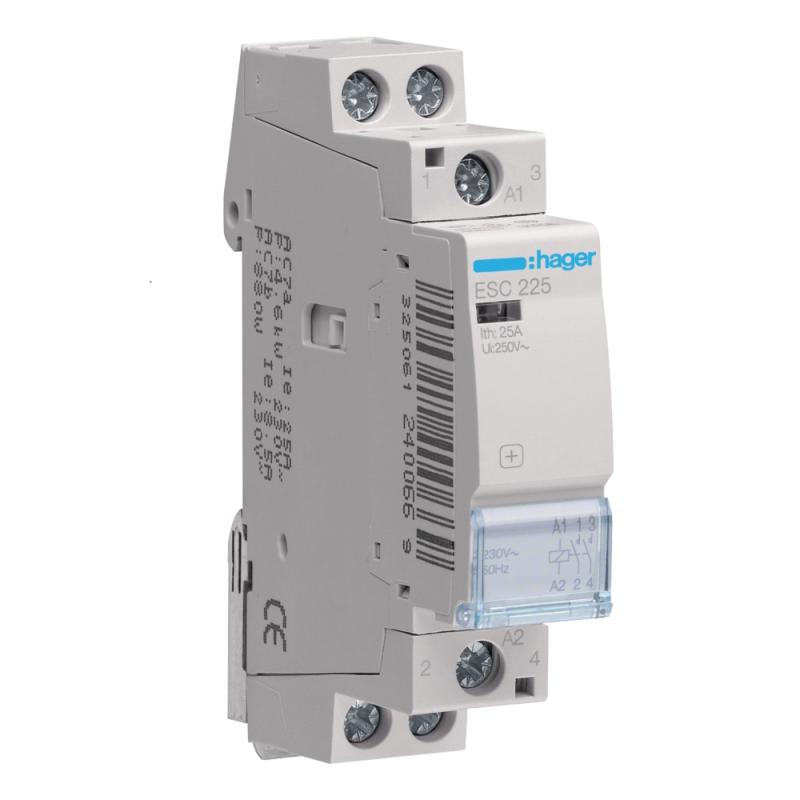 Kontaktor Med 2 Normalt Åben Kontakter 25A 230VAC IP2X Hager