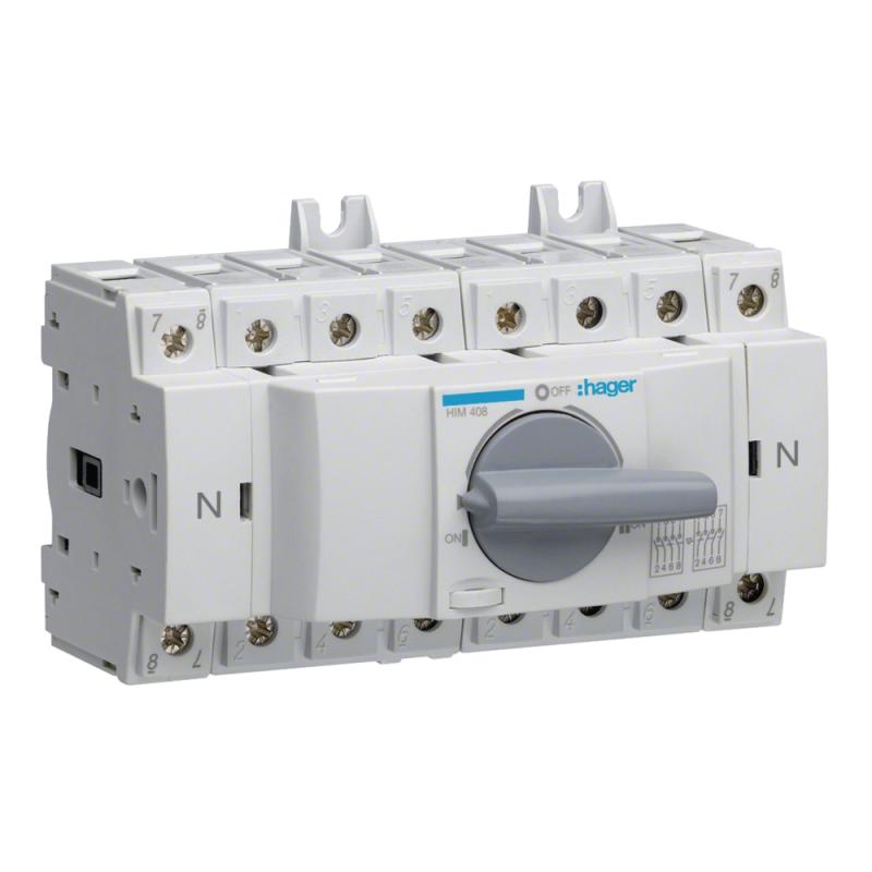 Nødstrømsafbryder 4Polet 8-Moduler 4x80A 380-415V IP20 Hager