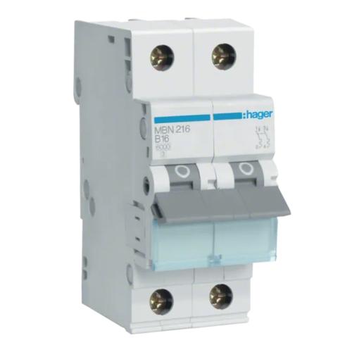 Miniature Afbryder 2Polet B-Kurva 16A 400V IP20 Hager