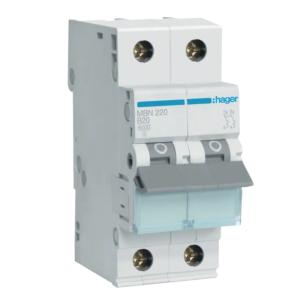 Miniatureafbryder 2Polet B-Kurve 20A 6kA 400V IP20 Hager