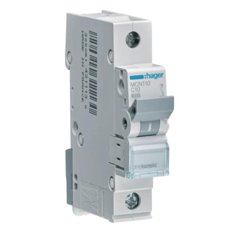 Miniature Afbryder 1Polet C-Kurve 10A 6kA 230-400V IP20 Hager