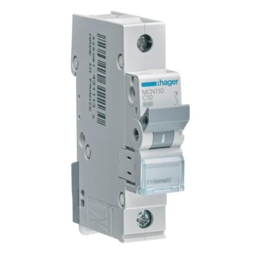 Miniature Afbryder 1Polet C-Kurve 10A 6kA 230-400V IP20 Hager